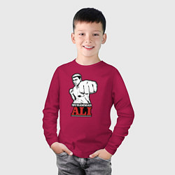Лонгслив хлопковый детский Muhammad Ali, цвет: маджента — фото 2