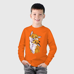Лонгслив хлопковый детский Лисички, цвет: оранжевый — фото 2