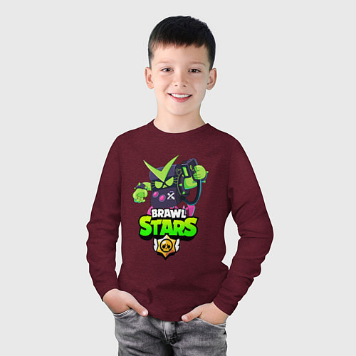 Детский лонгслив BRAWL STARS VIRUS 8-BIT / Меланж-бордовый – фото 3