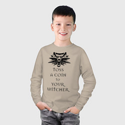 Лонгслив хлопковый детский Toss a coin to your witcher, цвет: миндальный — фото 2