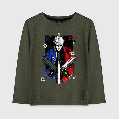 Детский лонгслив DMC / Меланж-хаки – фото 1