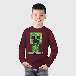 Лонгслив хлопковый детский MINECRAFT, цвет: меланж-бордовый — фото 2
