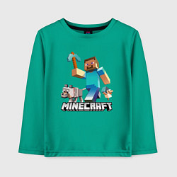 Лонгслив хлопковый детский MINECRAFT, цвет: зеленый