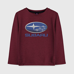 Лонгслив хлопковый детский SUBARU, цвет: меланж-бордовый