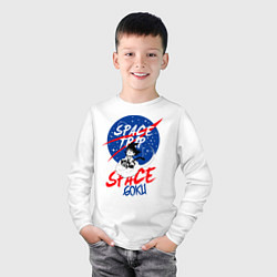 Лонгслив хлопковый детский Space trip, цвет: белый — фото 2