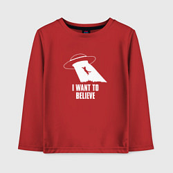 Лонгслив хлопковый детский I want to believe кот, цвет: красный