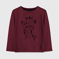 Лонгслив хлопковый детский Доктор Стоун, цвет: меланж-бордовый