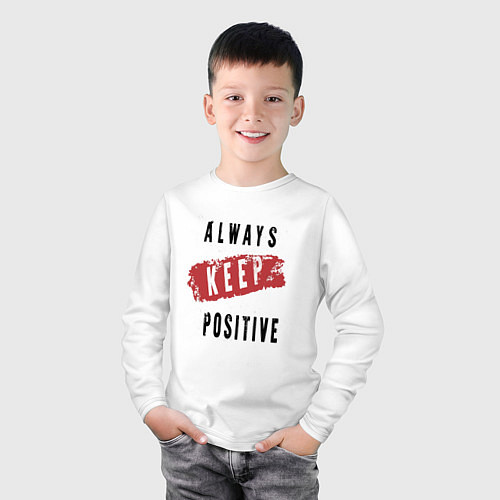 Детский лонгслив Always Keep Positive / Белый – фото 3