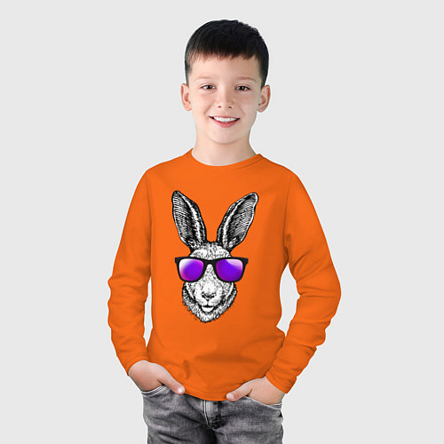 Детский лонгслив Клевый заяц / Оранжевый – фото 3