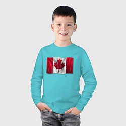 Лонгслив хлопковый детский Канада, цвет: бирюзовый — фото 2