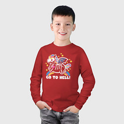 Лонгслив хлопковый детский Радужный единорог, цвет: красный — фото 2