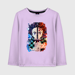 Лонгслив хлопковый детский KIMETSU NO YAIBA, цвет: лаванда