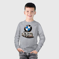 Лонгслив хлопковый детский BMW оскал, цвет: меланж — фото 2