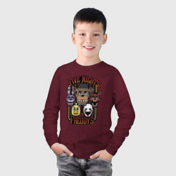 Лонгслив хлопковый детский FIVE NIGHTS AT FREDDYS, цвет: меланж-бордовый — фото 2