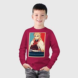 Лонгслив хлопковый детский Кёджуро Ренгоку, цвет: маджента — фото 2