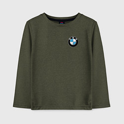 Лонгслив хлопковый детский BMW, цвет: меланж-хаки
