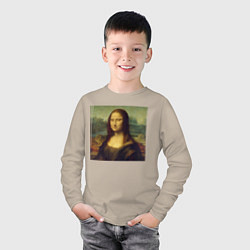 Лонгслив хлопковый детский Mona Lisa pixels, цвет: миндальный — фото 2