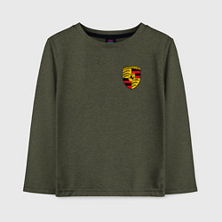 Лонгслив хлопковый детский PORSCHE, цвет: меланж-хаки
