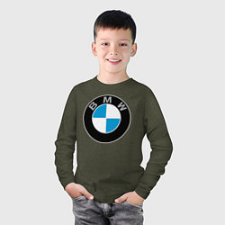 Лонгслив хлопковый детский BMW, цвет: меланж-хаки — фото 2