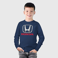 Лонгслив хлопковый детский HONDA, цвет: тёмно-синий — фото 2