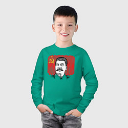 Лонгслив хлопковый детский Сталин и флаг СССР, цвет: зеленый — фото 2