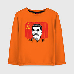 Лонгслив хлопковый детский Сталин и флаг СССР, цвет: оранжевый