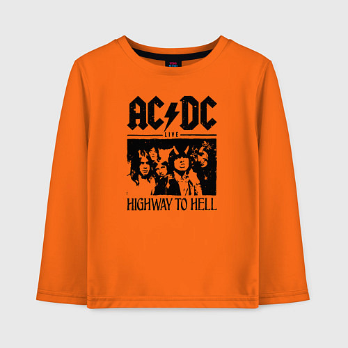 Детский лонгслив ACDC highway to hell / Оранжевый – фото 1