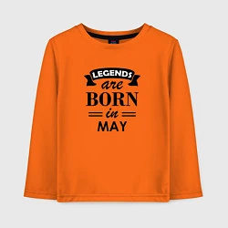 Лонгслив хлопковый детский Legends are born in May, цвет: оранжевый