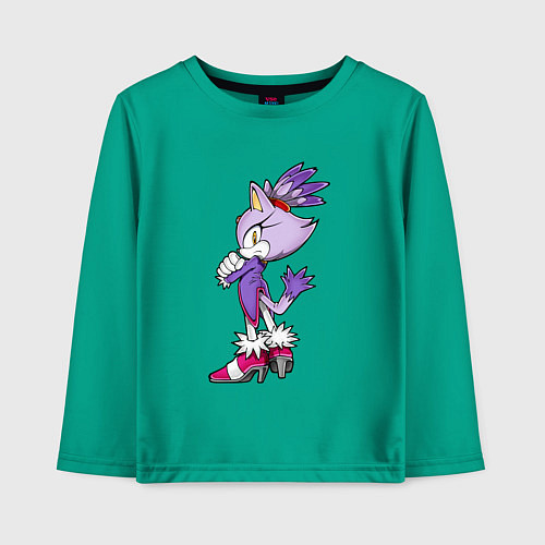 Детский лонгслив SONIC Кошка Блейз / Зеленый – фото 1