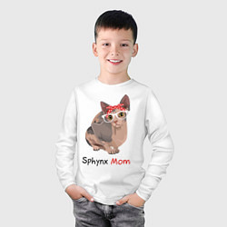 Лонгслив хлопковый детский Мама сфинкса, цвет: белый — фото 2