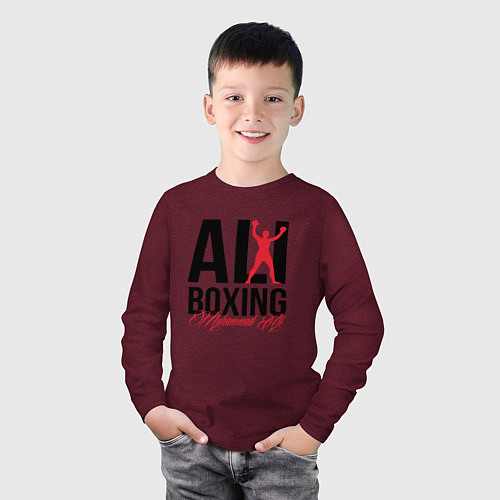 Детский лонгслив Muhammad Ali / Меланж-бордовый – фото 3