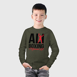 Лонгслив хлопковый детский Muhammad Ali, цвет: меланж-хаки — фото 2
