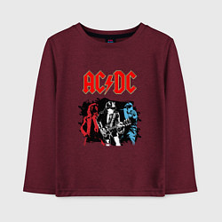 Лонгслив хлопковый детский ACDC, цвет: меланж-бордовый