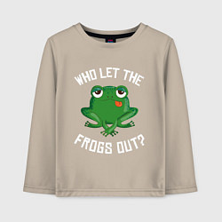 Лонгслив хлопковый детский Who let the frogs out?, цвет: миндальный