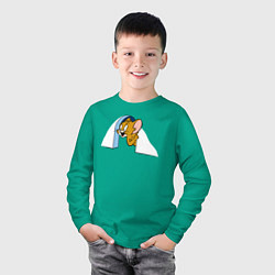 Лонгслив хлопковый детский Jerry, цвет: зеленый — фото 2