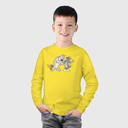 Лонгслив хлопковый детский Tom & Jerry, цвет: желтый — фото 2
