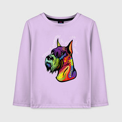 Лонгслив хлопковый детский Берегись шнауцеров!, цвет: лаванда