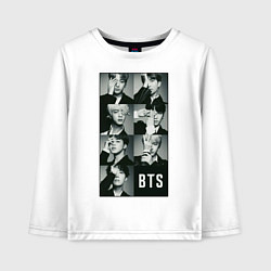 Лонгслив хлопковый детский BTS, цвет: белый