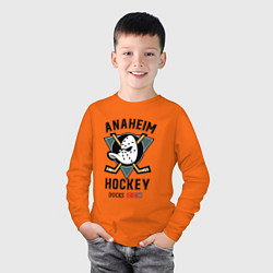 Лонгслив хлопковый детский ANAHEIM DUCKS, цвет: оранжевый — фото 2