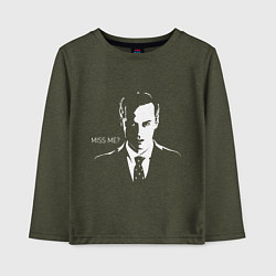 Лонгслив хлопковый детский Moriarty: Miss me?, цвет: меланж-хаки