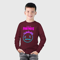 Лонгслив хлопковый детский TRAVIS SCOTT X FORTNITE, цвет: меланж-бордовый — фото 2