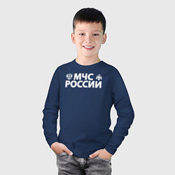 Лонгслив хлопковый детский МЧС России, цвет: тёмно-синий — фото 2