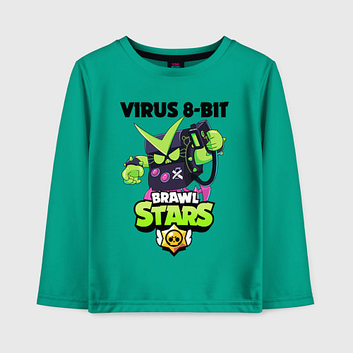 Детский лонгслив BRAWL STARS VIRUS 8-BIT / Зеленый – фото 1