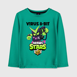 Лонгслив хлопковый детский BRAWL STARS VIRUS 8-BIT, цвет: зеленый