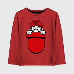 Лонгслив хлопковый детский Марио в кармане, цвет: красный