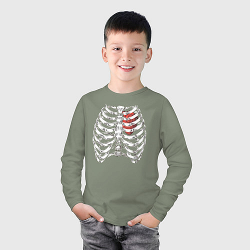 Детский лонгслив Skeleton / Авокадо – фото 3