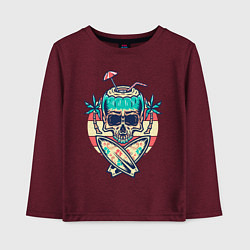 Лонгслив хлопковый детский Skull Summer, цвет: меланж-бордовый
