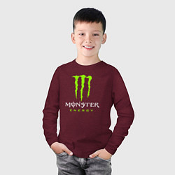 Лонгслив хлопковый детский MONSTER ENERGY, цвет: меланж-бордовый — фото 2