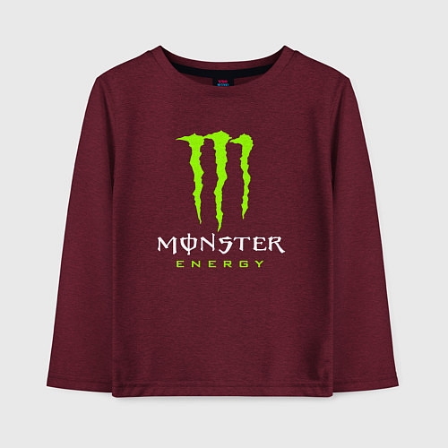 Детский лонгслив MONSTER ENERGY / Меланж-бордовый – фото 1