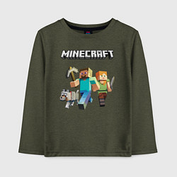 Лонгслив хлопковый детский MINECRAFT, цвет: меланж-хаки